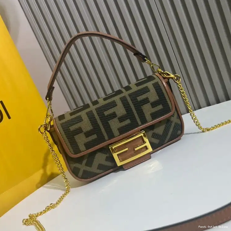 Affordable Baguette In Mini Green Bag Motif Fendi Canvas FF 0611